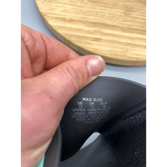 Polo Ralph Lauren Slides Mens 13 Black Mint Spell Out Slide Rubber Sandal Casual - Picture 12 of 14